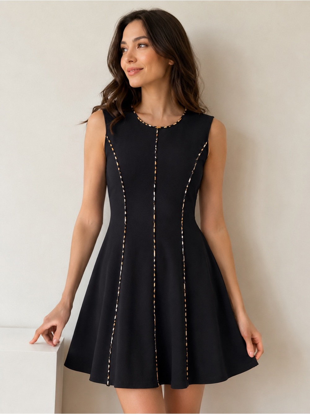 Sandra Darren Black Sleeveless Fit & Flare Dress Size 8